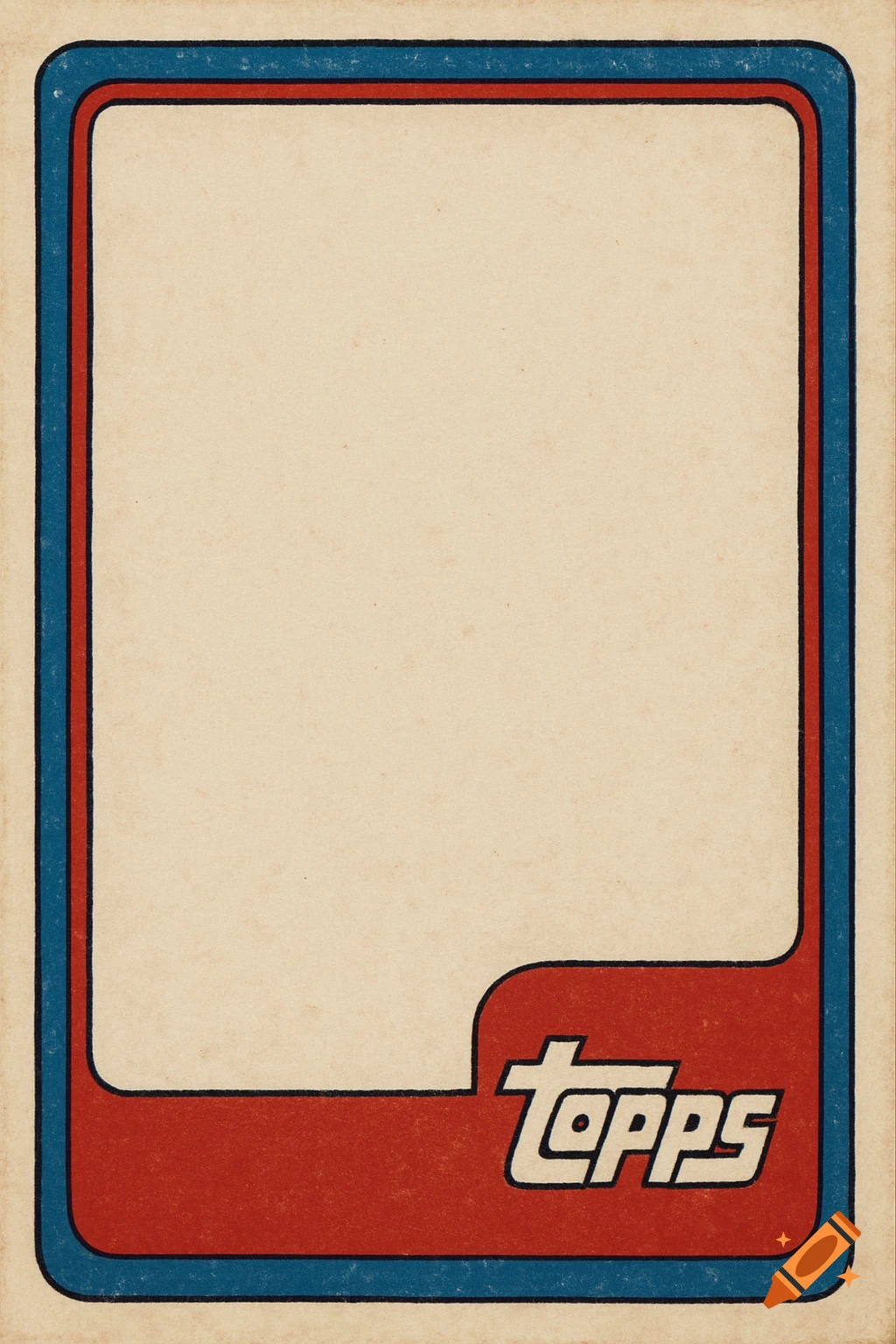 A blank vintage-style trading card template with a beige center, red and blue border, and the Topps logo.