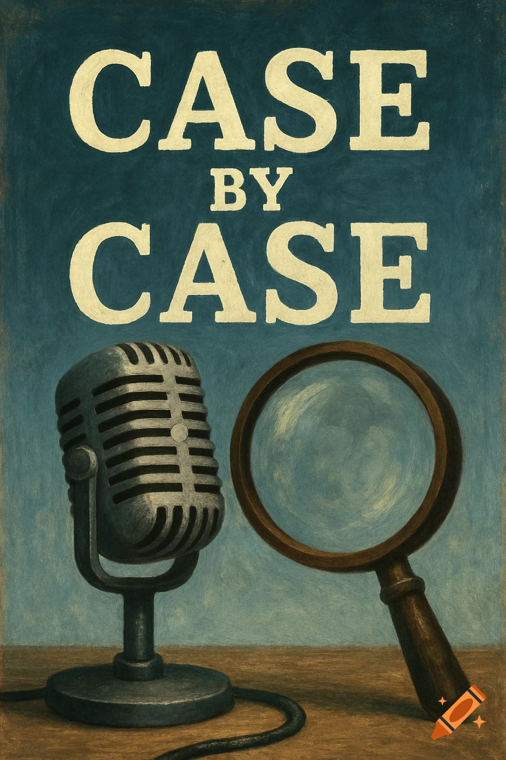 An illustration featuring an old-fashioned microphone and a magnifying glass next to text that reads 'CASE BY CASE'.