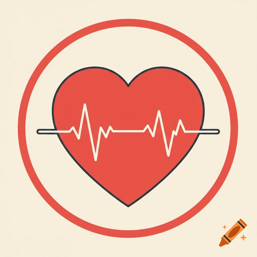 Red heart icon with a white heartbeat line across it, enclosed within a red circle outline.