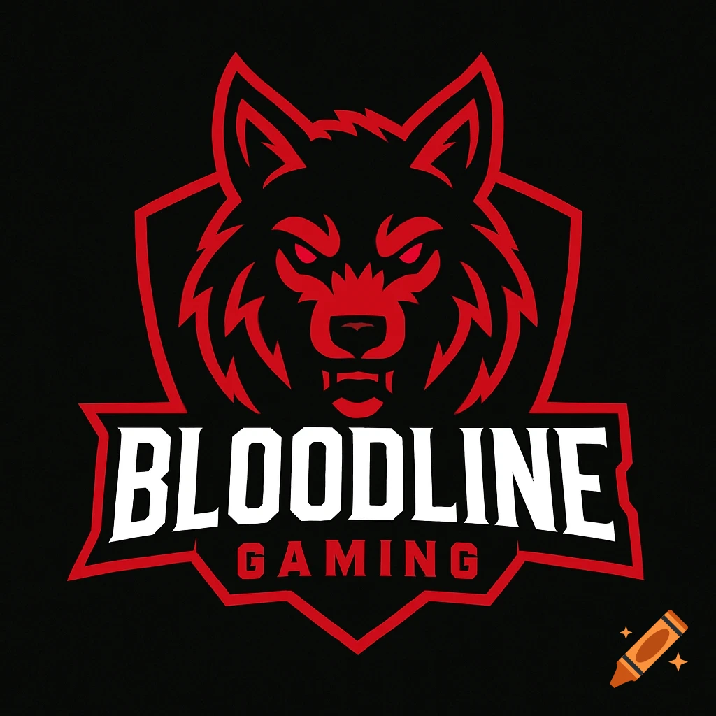 Red and black gaming logo featuring a stylized wolf head and the text 'BLOODLINE GAMING'.
