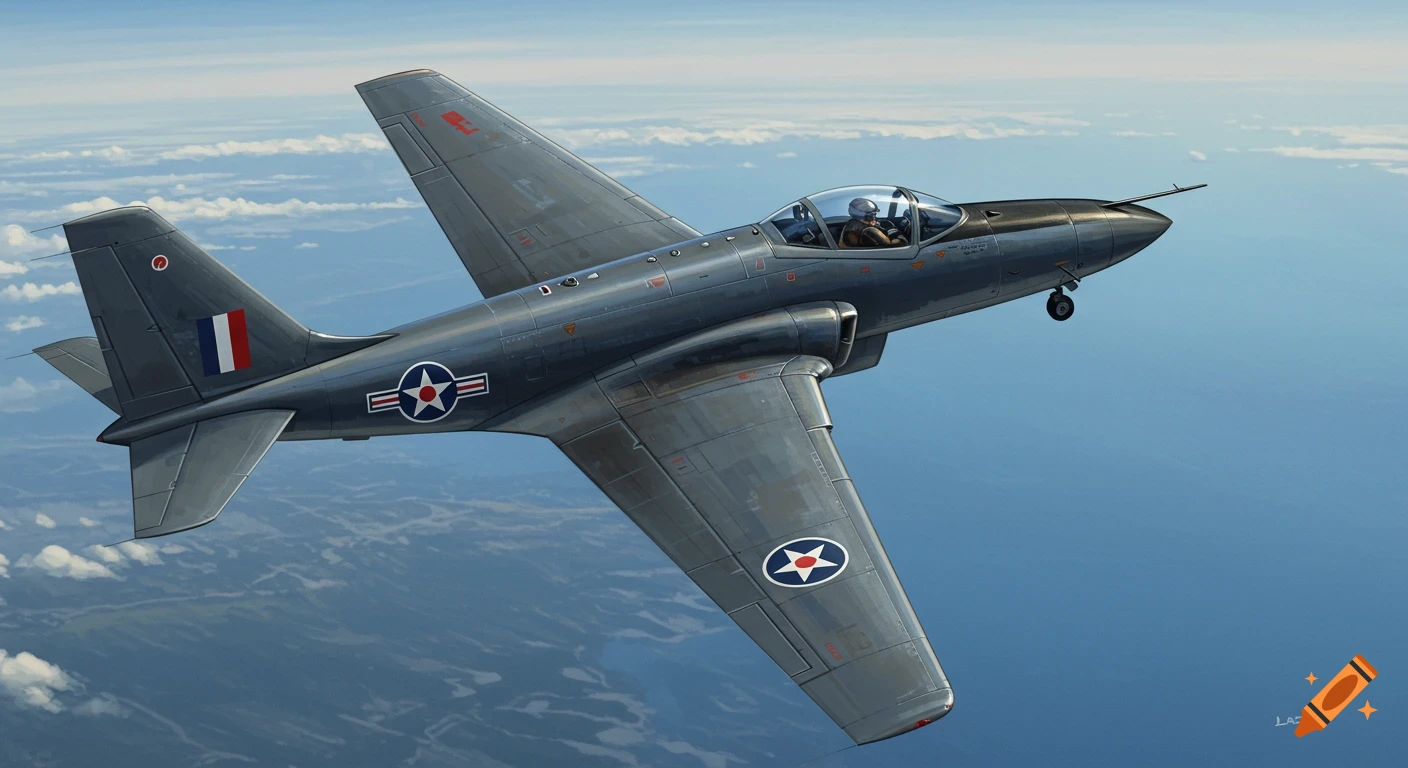 A gray military jet aircraft with US star insignias and a French flag on its tail flies over clouds in a blue sky.