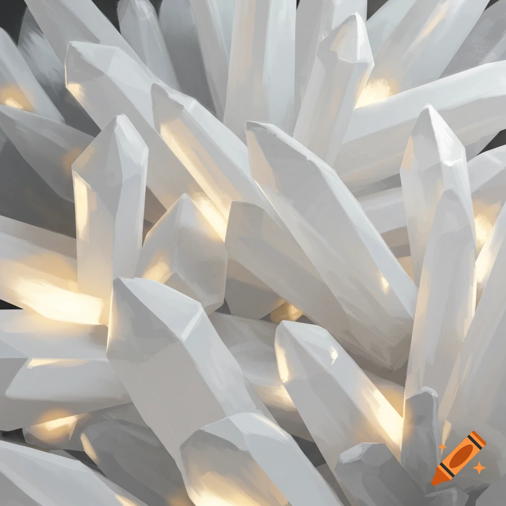 A close-up shot of a cluster of glowing white crystals.