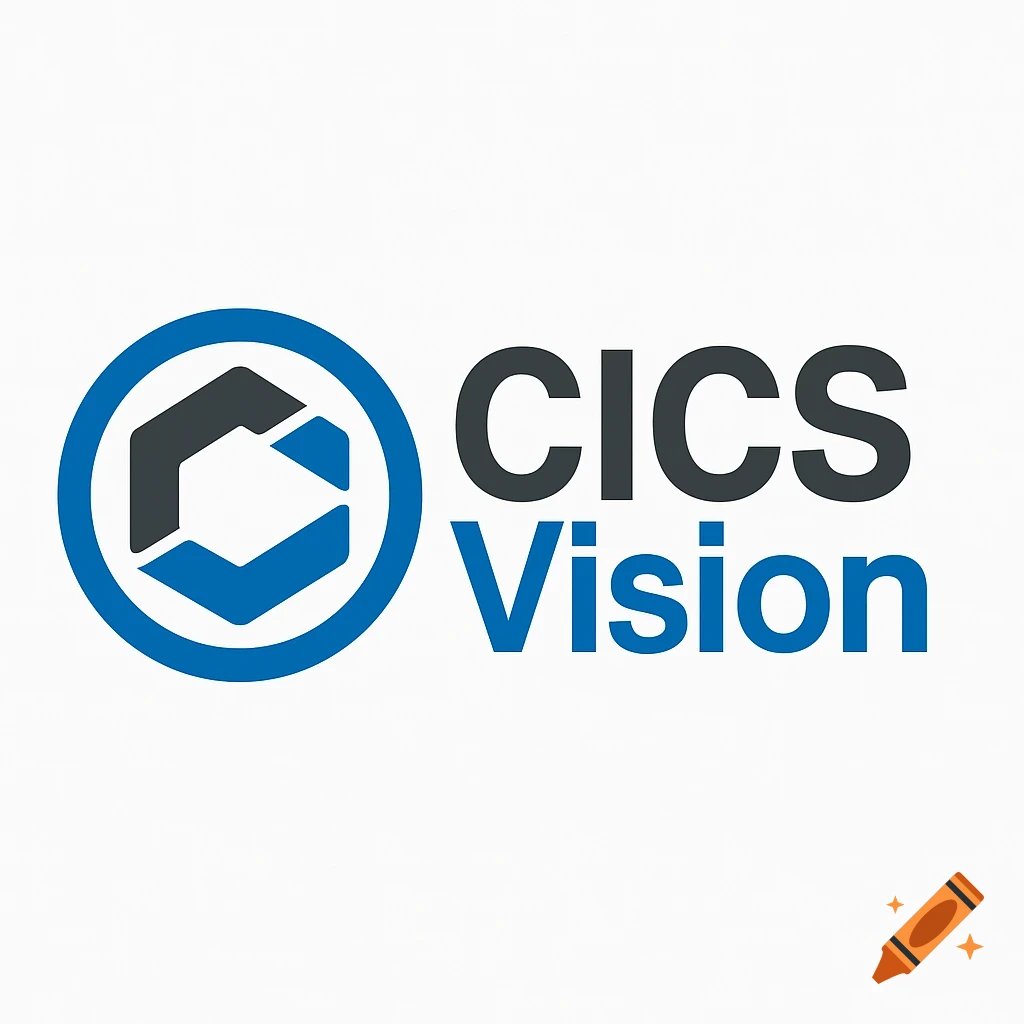 A logo featuring the words "CICS Vision" with a hexagonal icon inside a blue circle.
