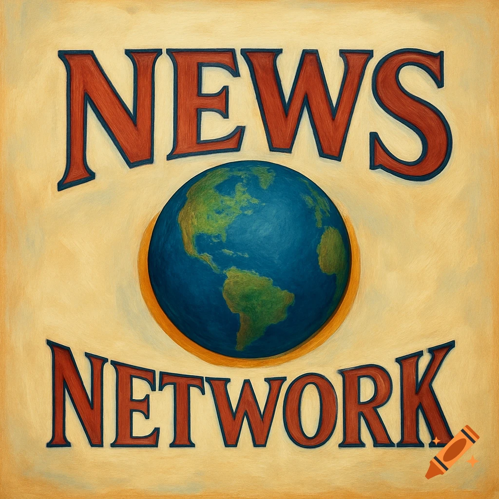 A vintage-style logo with red text 'NEWS' above a globe and 'NETWORK' below, on a cream background.