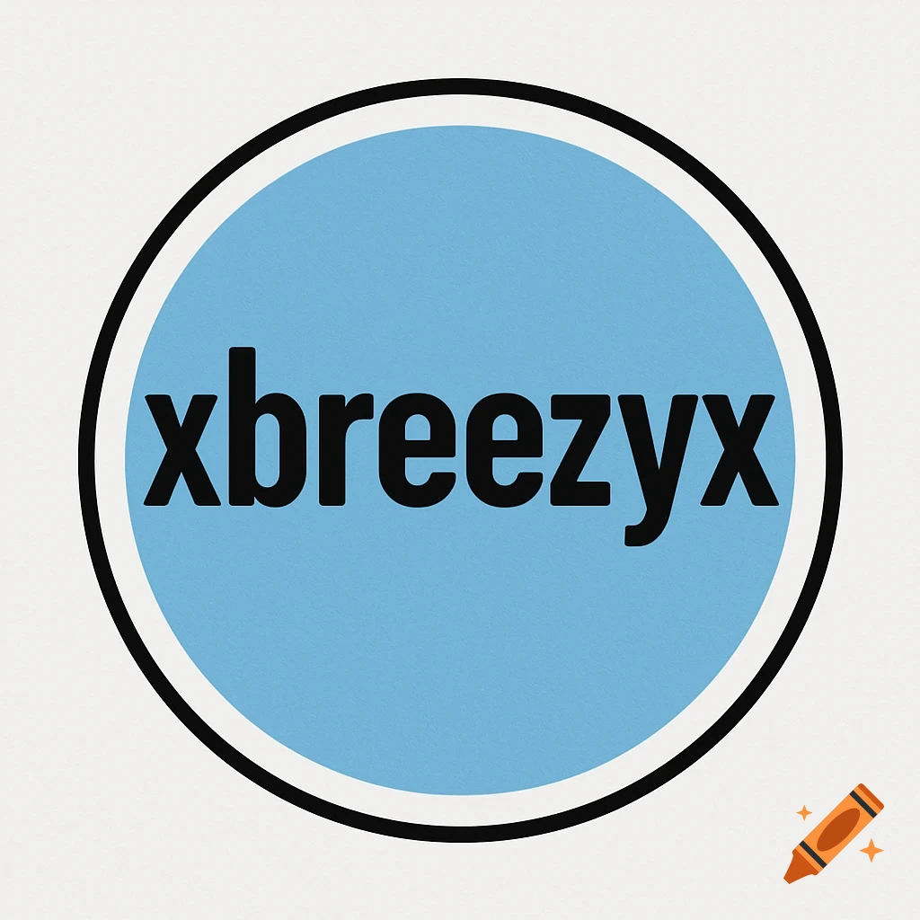 A simple logo featuring a light blue circle with a black outline on a white background, containing the black text 'xbreezyx'.