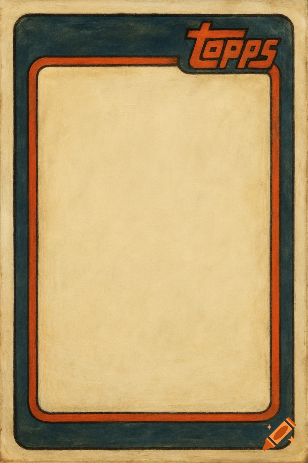 A blank vintage-style Topps trading card with a beige background, blue border, and orange 'Topps' logo.