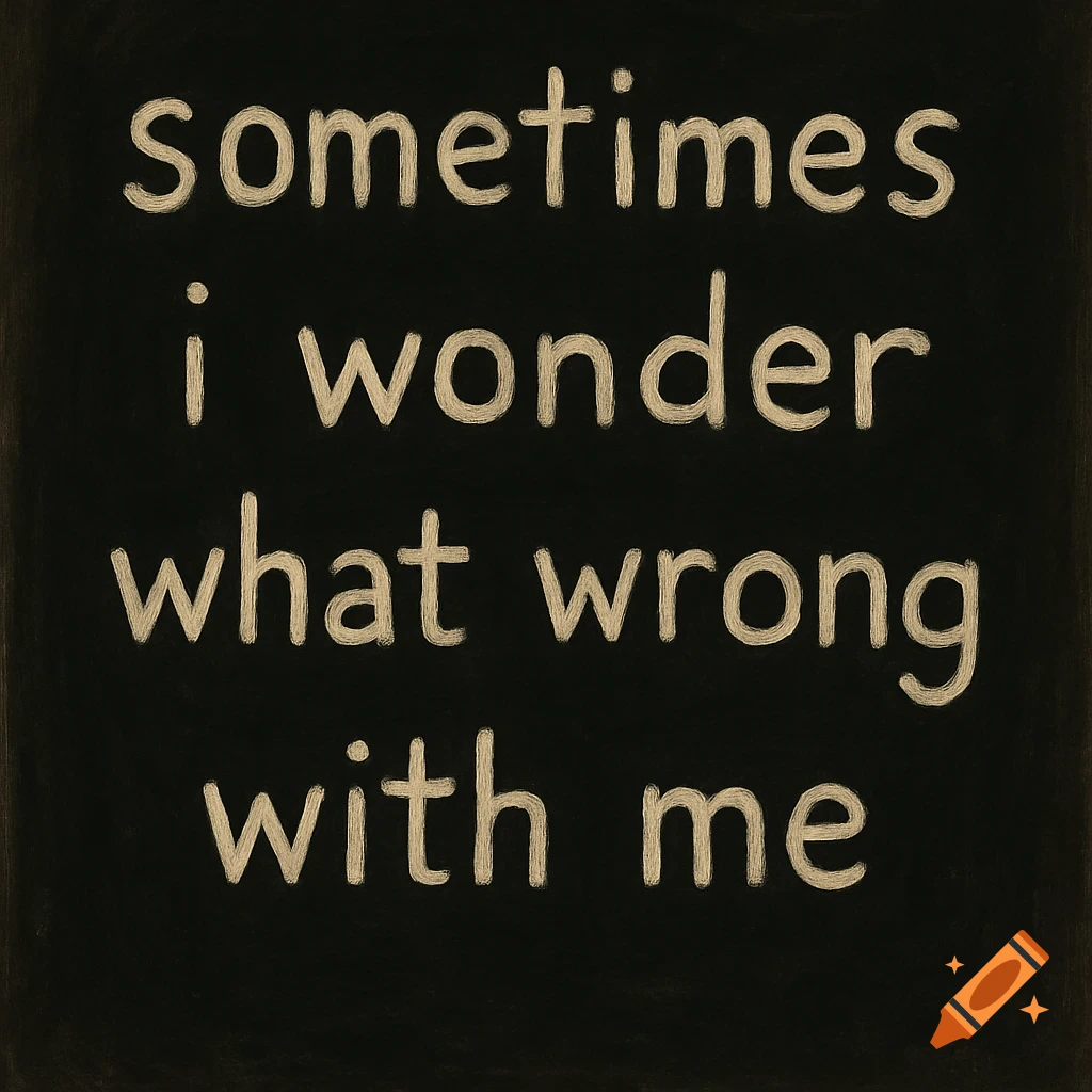 Text on a black background reads, 'sometimes i wonder what wrong with me'.