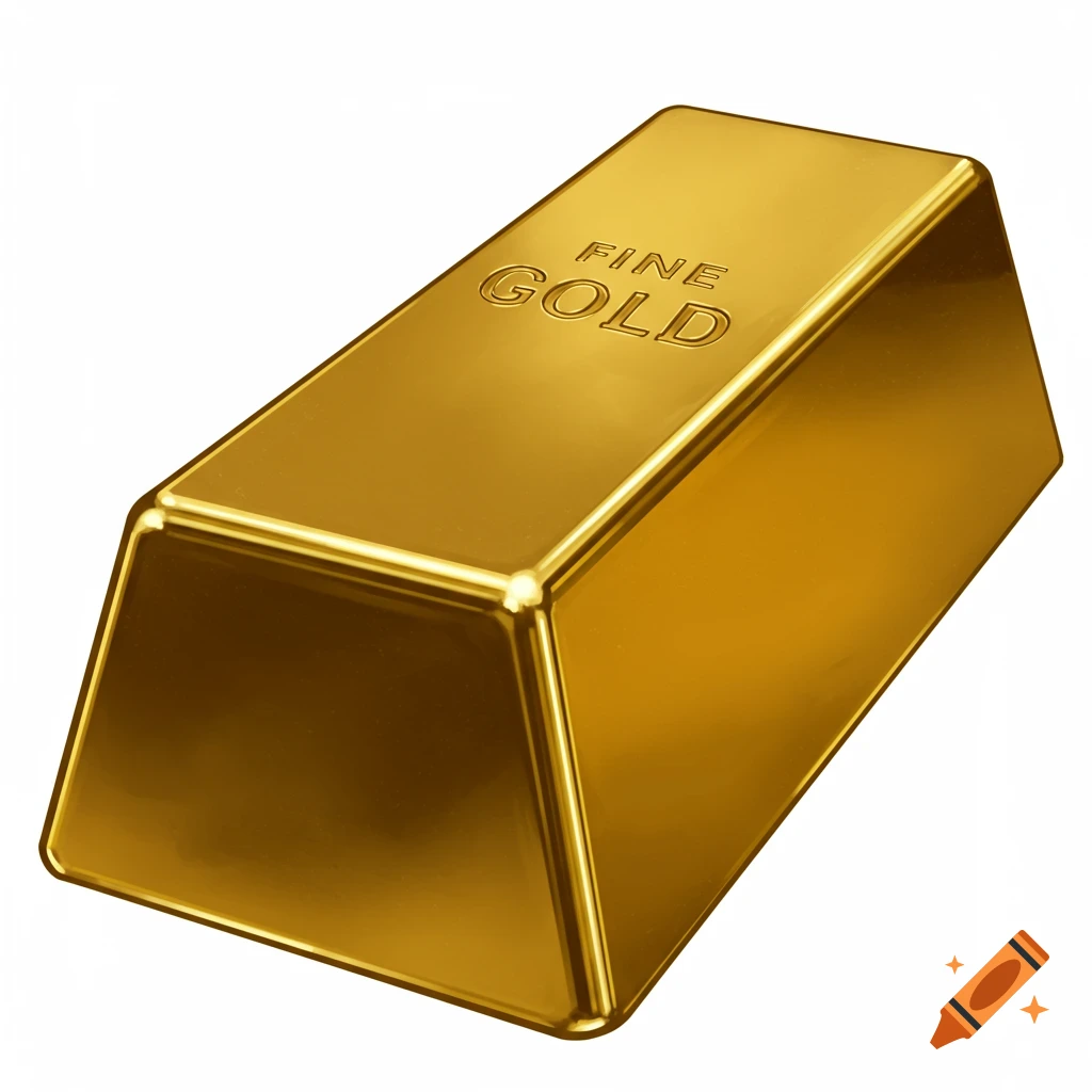 A shiny, rectangular gold bar with 'FINE GOLD' embossed on its top surface, against a white background.