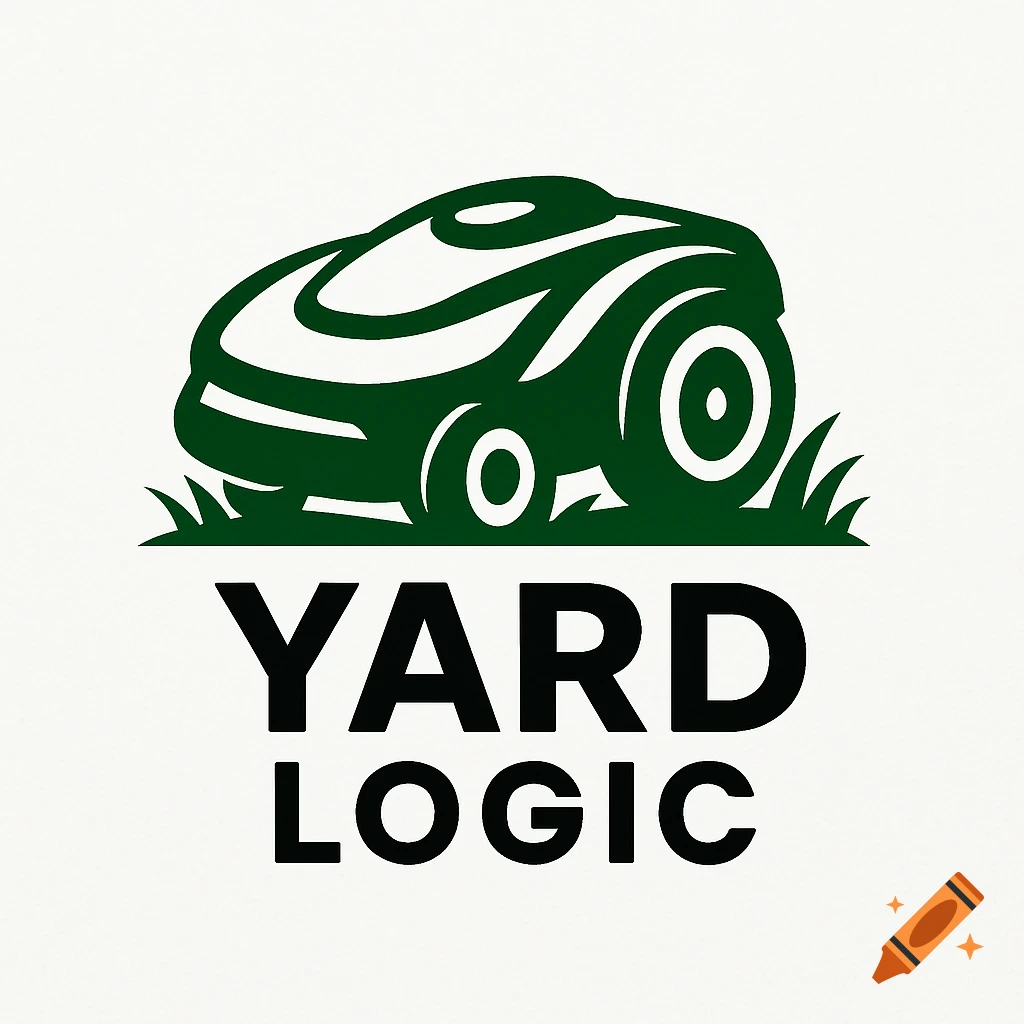 A green silhouette logo of a robotic lawn mower above the black text 'YARD LOGIC'.