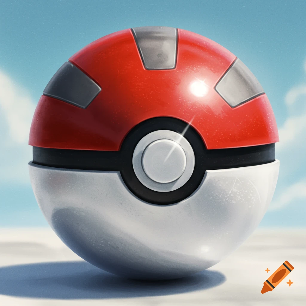 A detailed red and white Pok transparent background.