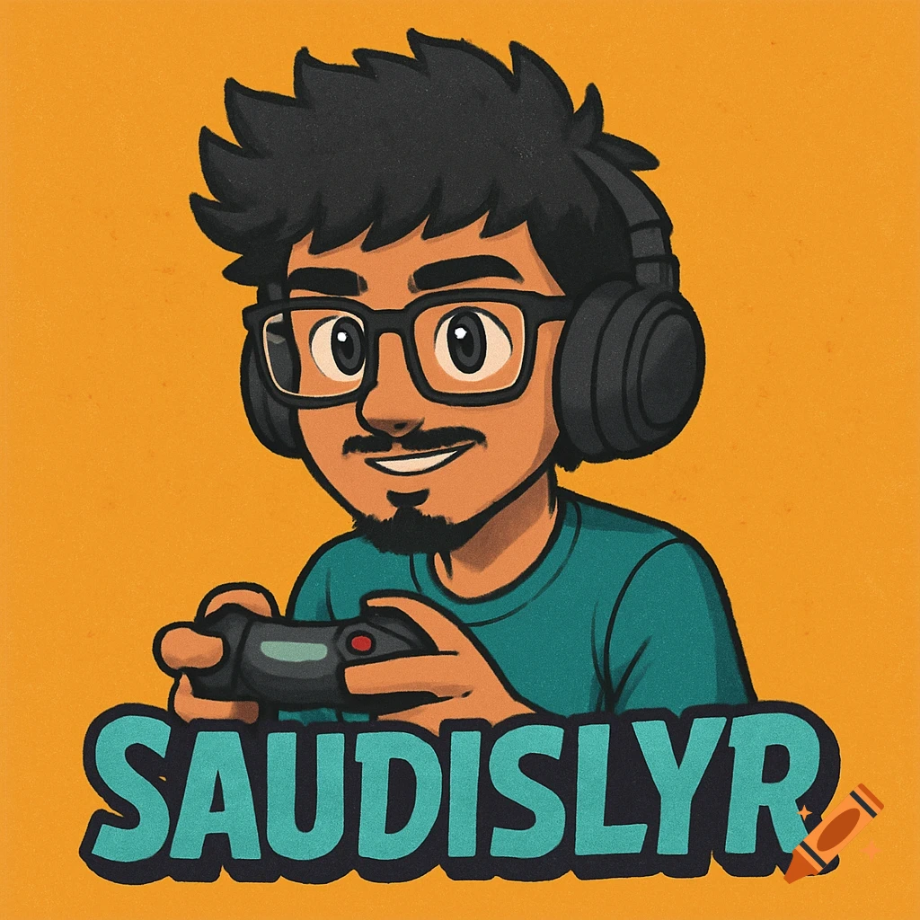 Animated profile picture of a character with glasses and headphones holding a game controller, with 'SAUDISLYR' text.