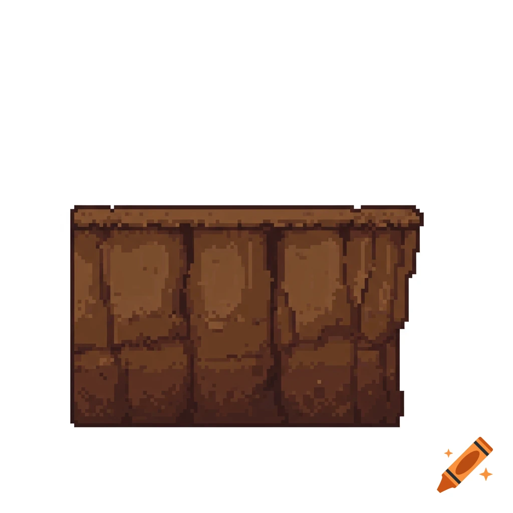 Pixel art of a flat brown dirt terrain cliff segment on a white background.
