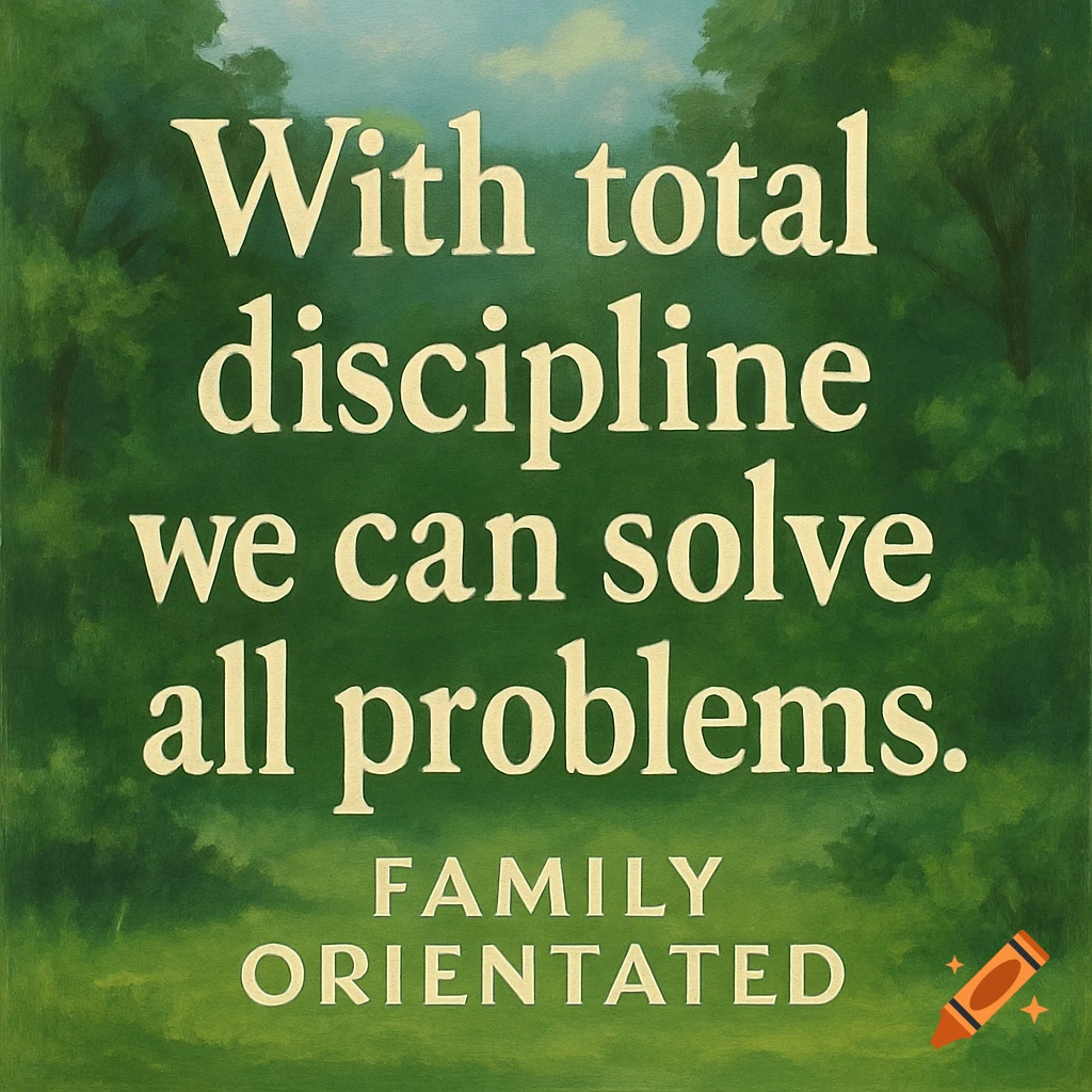 Motivational quote on a green background with trees and a light blue sky above.