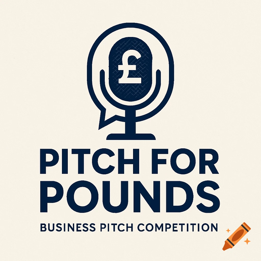 Logo for 'Pitch for Pounds' business competition featuring a microphone icon with a pound symbol inside.