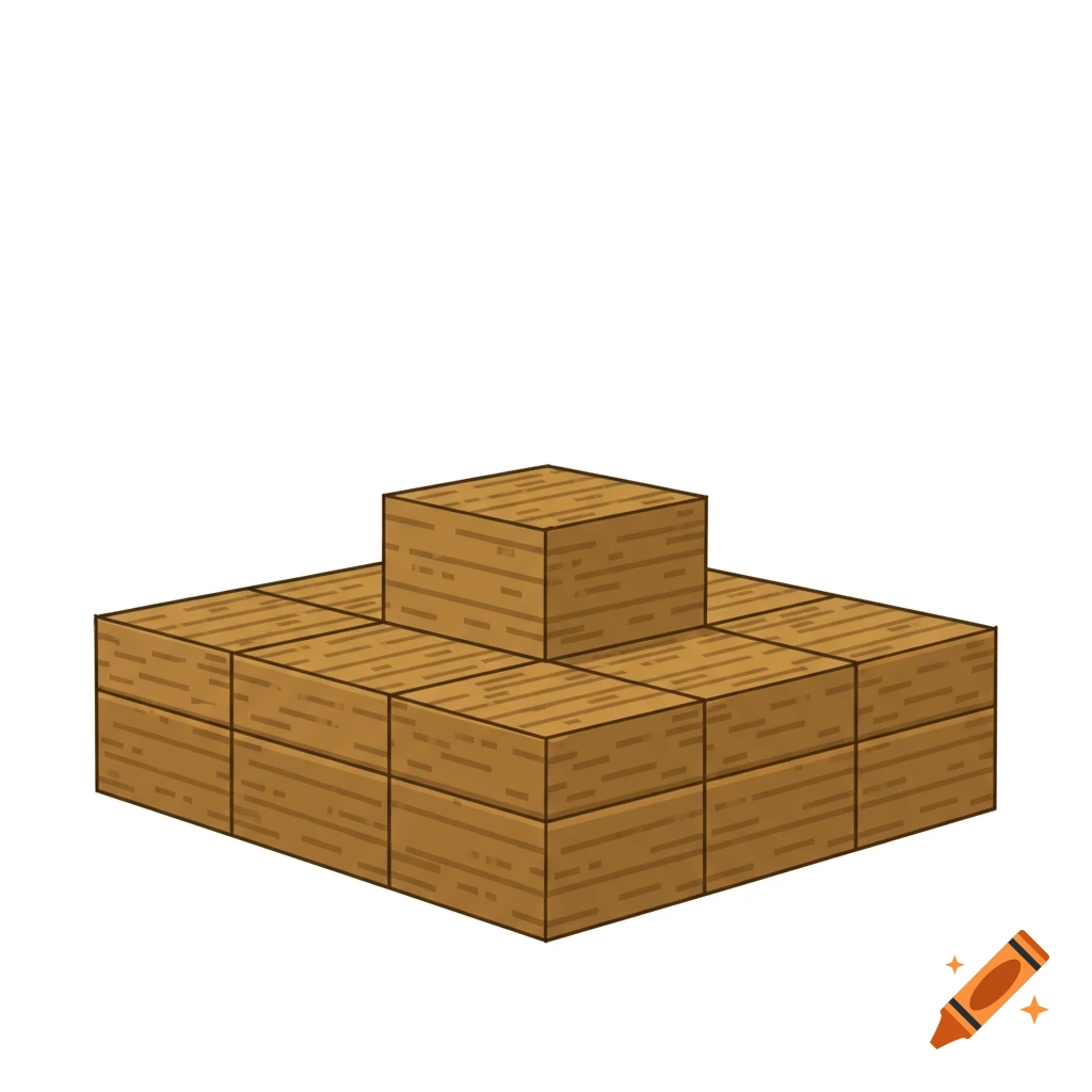 A 2D pixel art podium made of oak wood blocks, resembling Minecraft, on a white background.