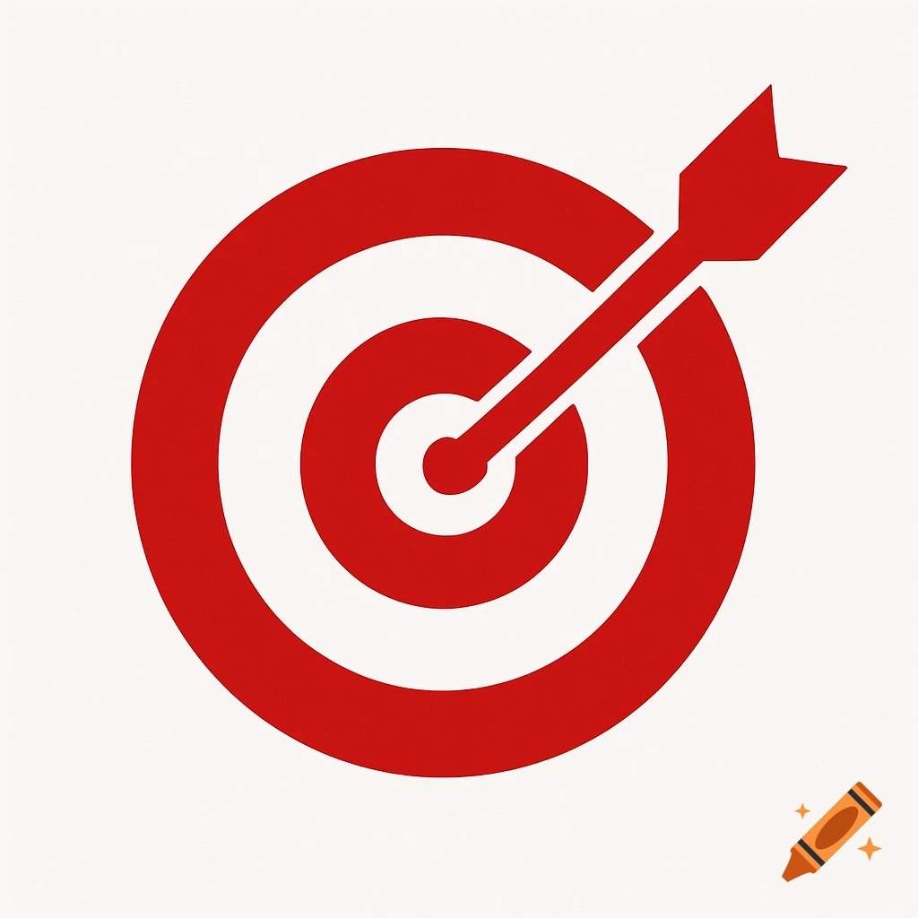 A red target symbol with an arrow hitting the bullseye.