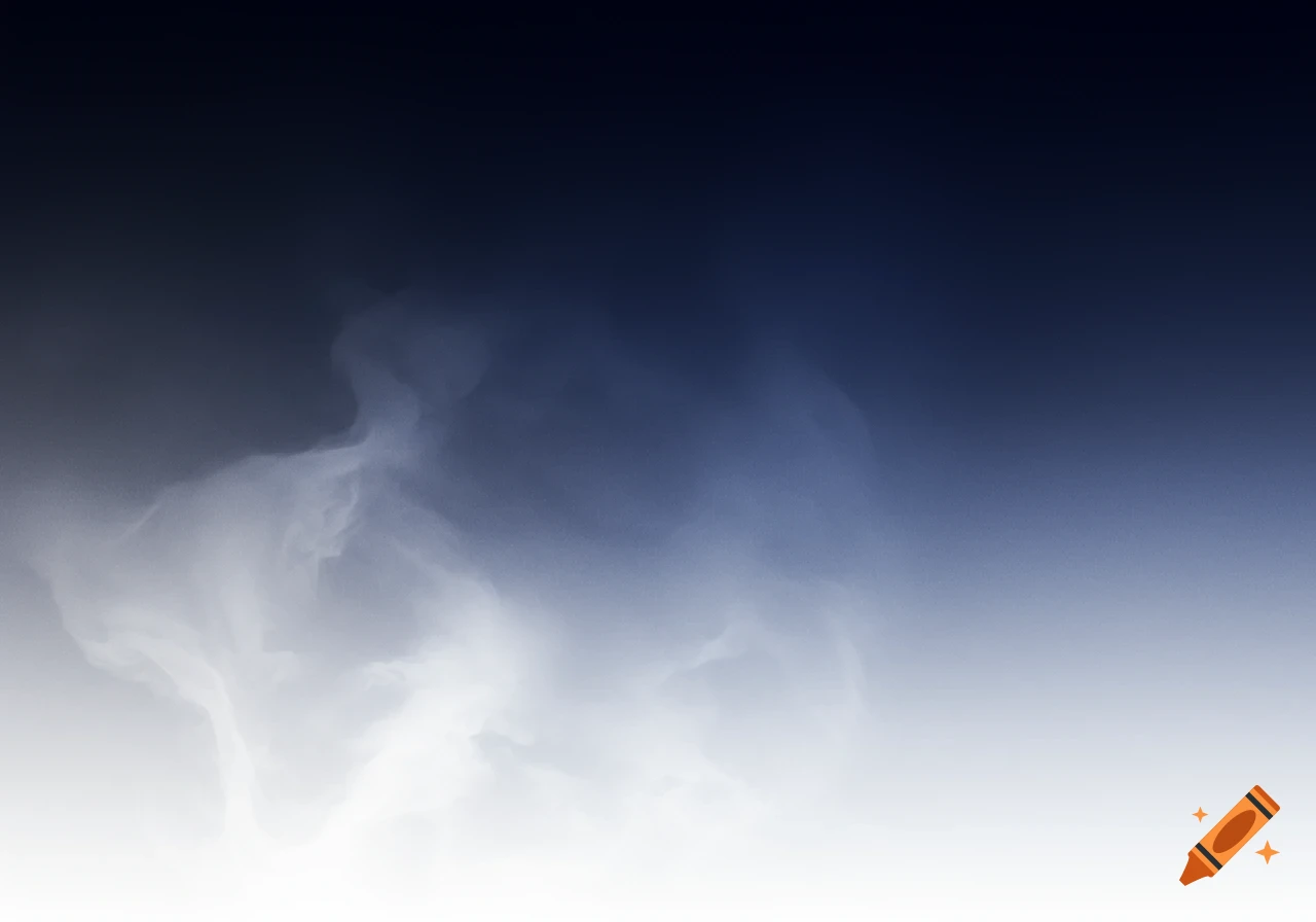 A dark blue to black gradient background with wispy white blending from the bottom.