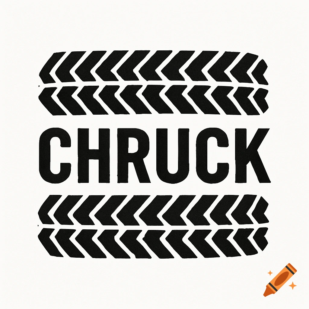 Black text "CHRUCK" with stylized tire tread patterns above and below on a white background.