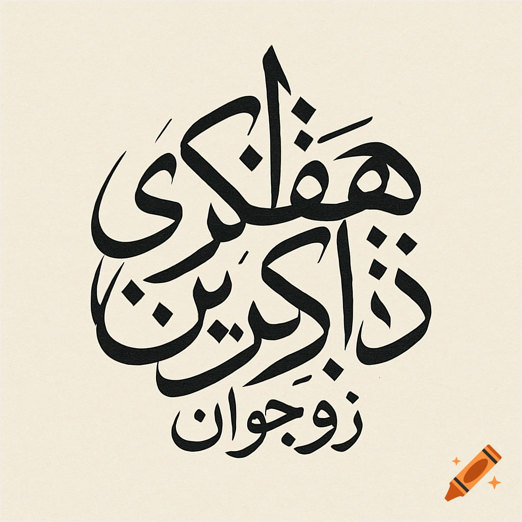 Black Arabic calligraphy forming a logo on a light beige background.