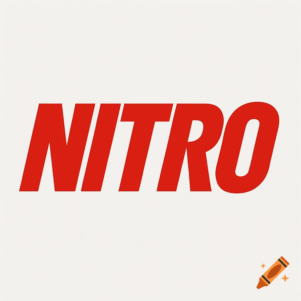 Red, bold, italicized 'NITRO' logo on a white background.