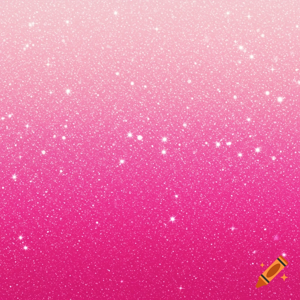 A vibrant pink gradient background with numerous white sparkles and glitter.