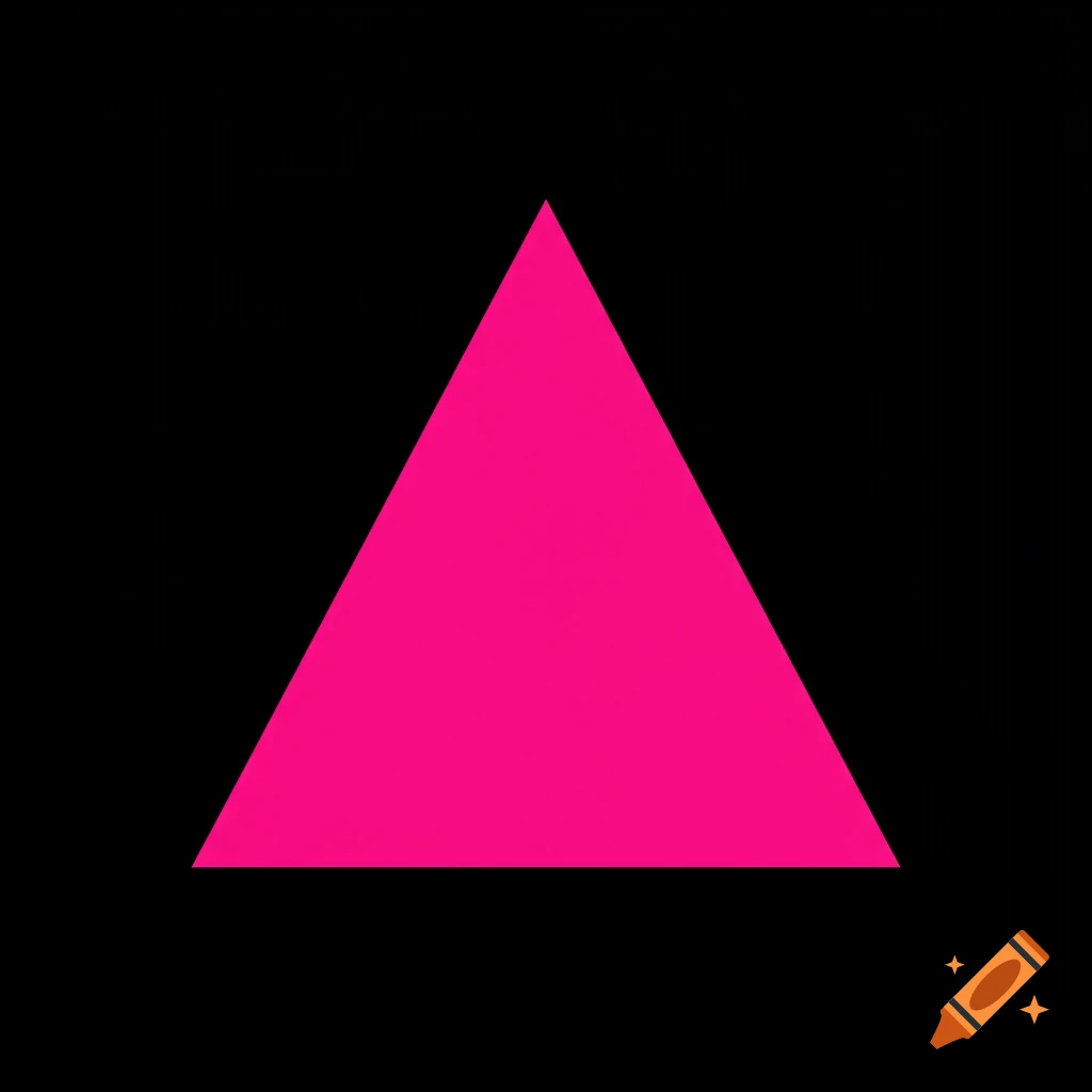A plain hot pink triangle centered on a black background.