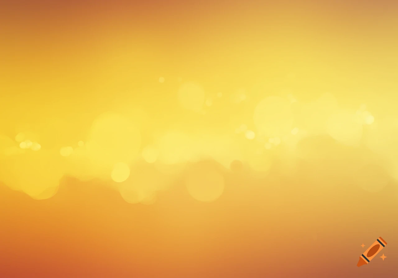 An abstract background with a smooth gradient from orange to bright yellow, featuring blurred, circular bokeh lights.