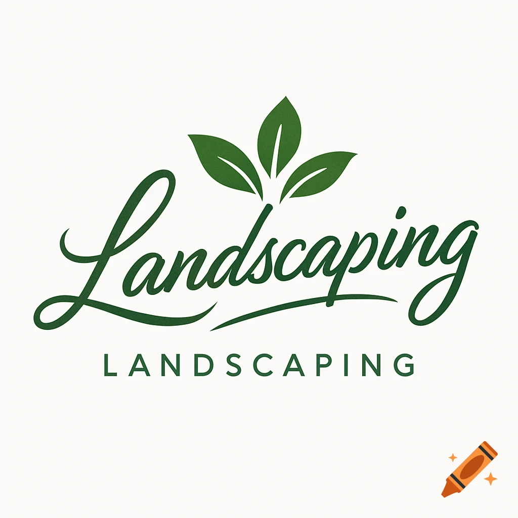 A green landscaping logo with three leaves above the word "Landscaping" in a script font, and "LANDSCAPING" in a sans-serif font below, all on a white background.