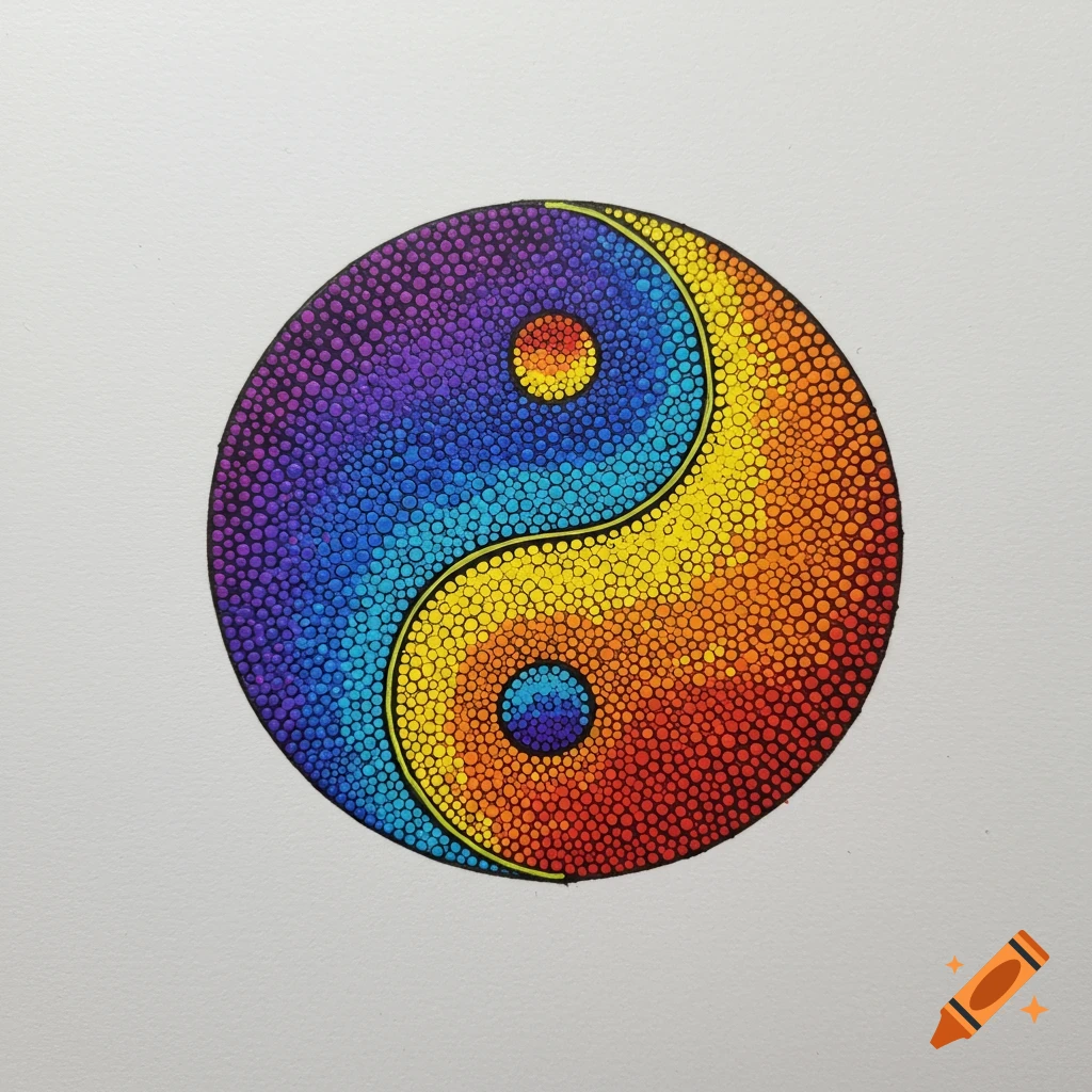YIN YANG PEACHY PINK RAINBOW