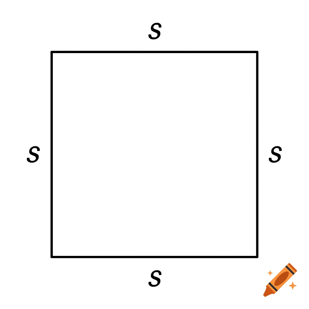 A black square with each side labeled by the letter S on a white background.