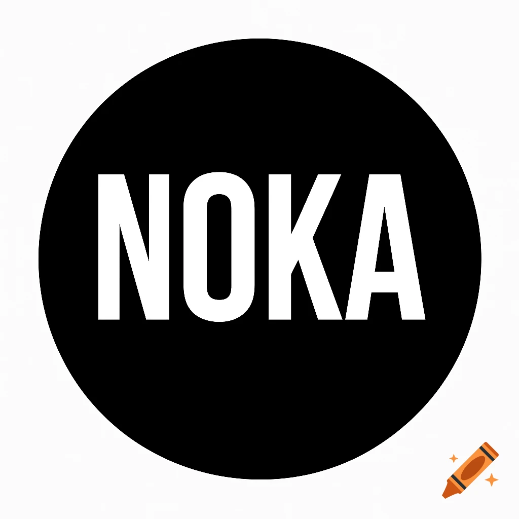 White text 'NOKA' on a solid black circle.
