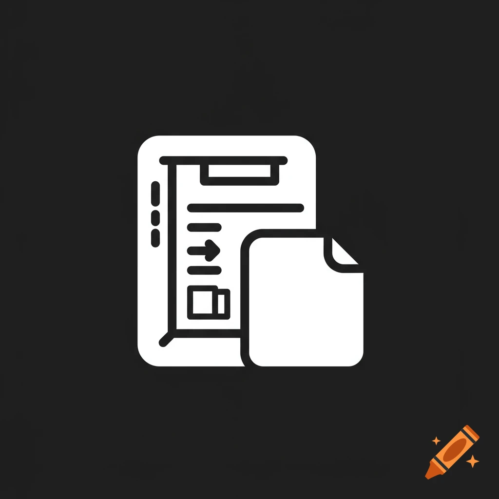 Black and white icon depicting a document with lines and an arrow pointing to it from a smaller, blank document, symbolizing file loading.