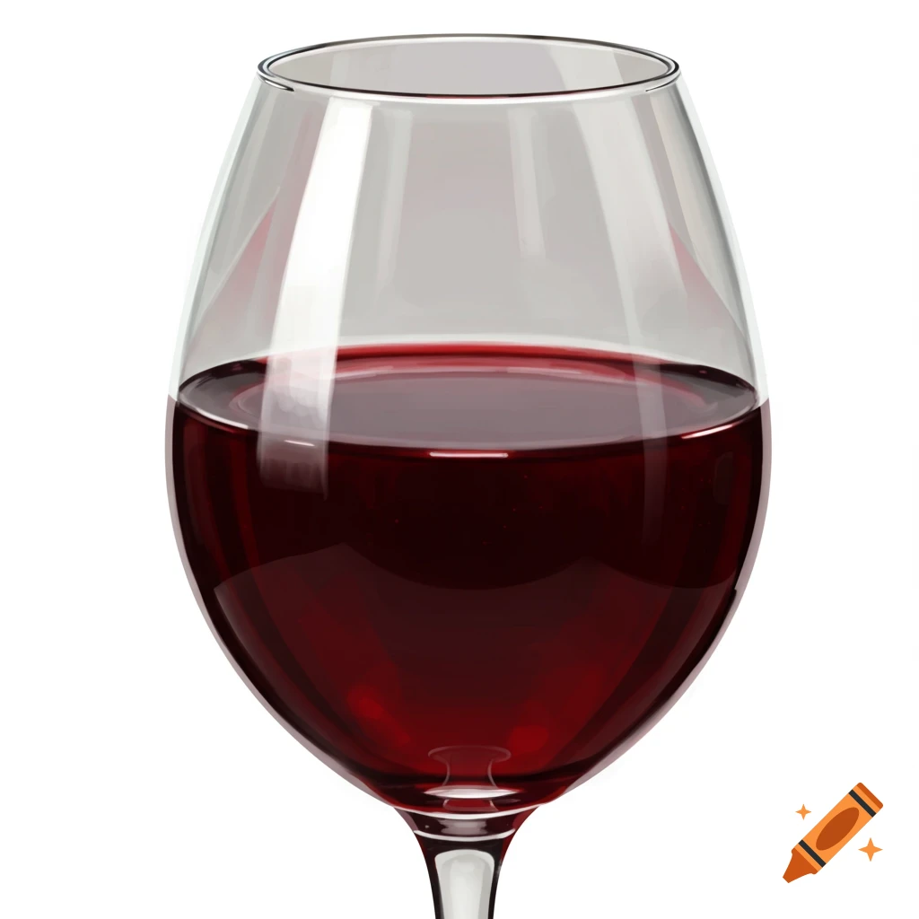 A clear glass filled with red wine on a white background.