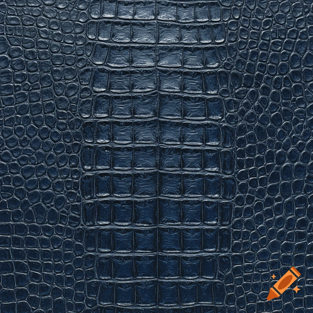 Dark blue caiman belly leather texture with distinct scales.