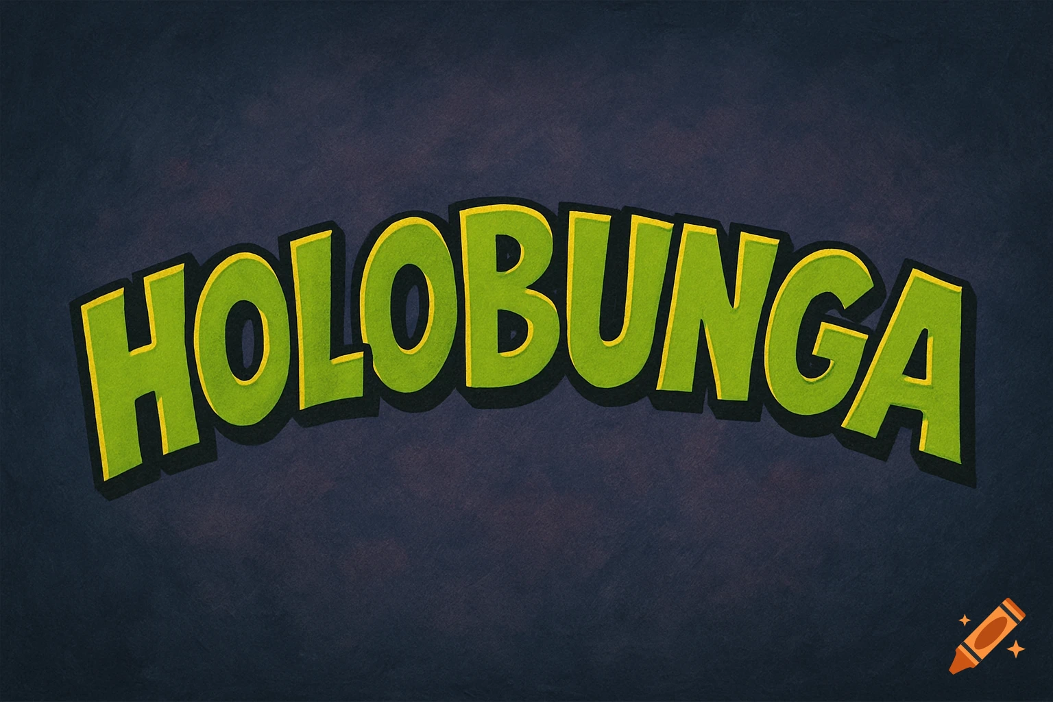 The word HOLOBUNGA in green and yellow cartoonish letters, styled like the Teenage Mutant Ninja Turtles logo, against a dark textured background.