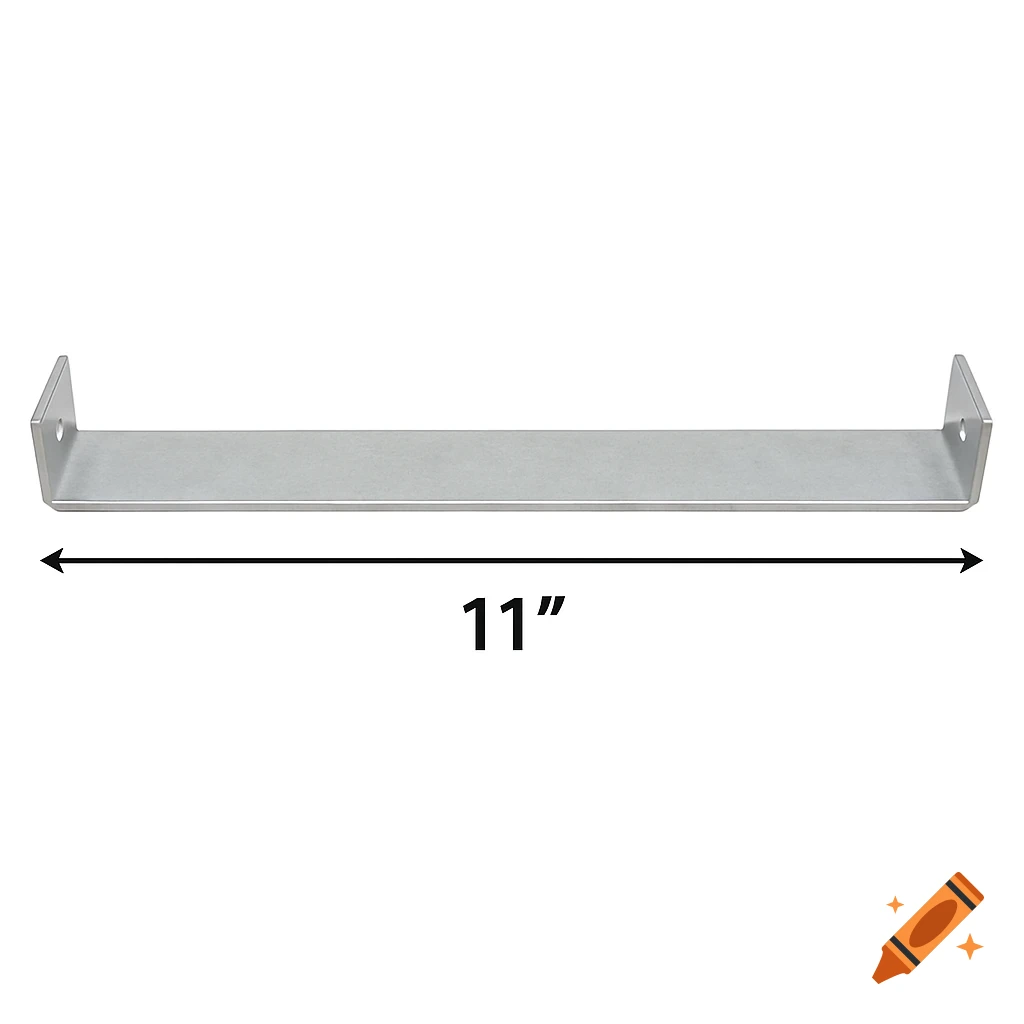 A silver metal U-shaped bracket with two holes, shown against a white background with an 11-inch dimension label.