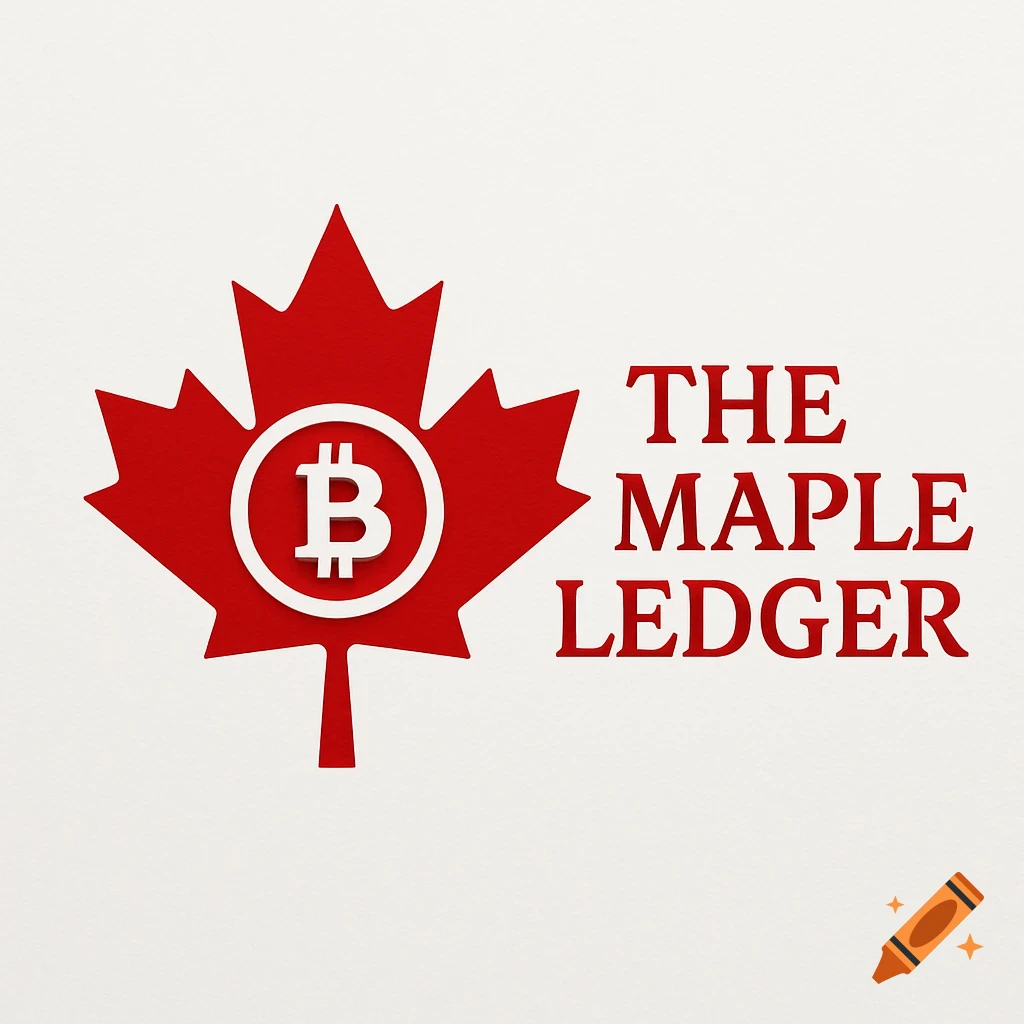 A professional logo featuring a red maple leaf with a white Bitcoin symbol inside, and 'THE MAPLE LEDGER' text next to it.