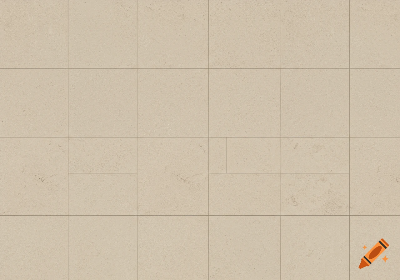 Seamless pattern of light beige square and rectangular porcelain tiles with a subtle, rough texture.