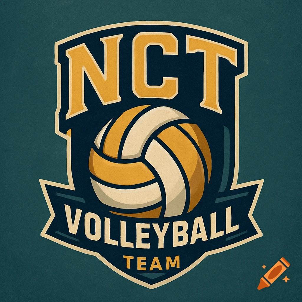 Vintage-style NCT Volleyball Team logo with a volleyball in a shield emblem.