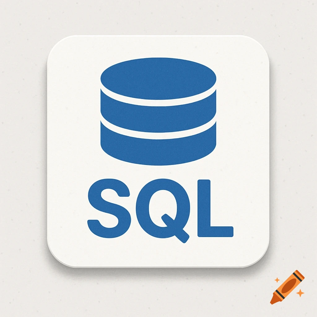 A blue database icon with the text SQL below it, centered on a rounded white square.