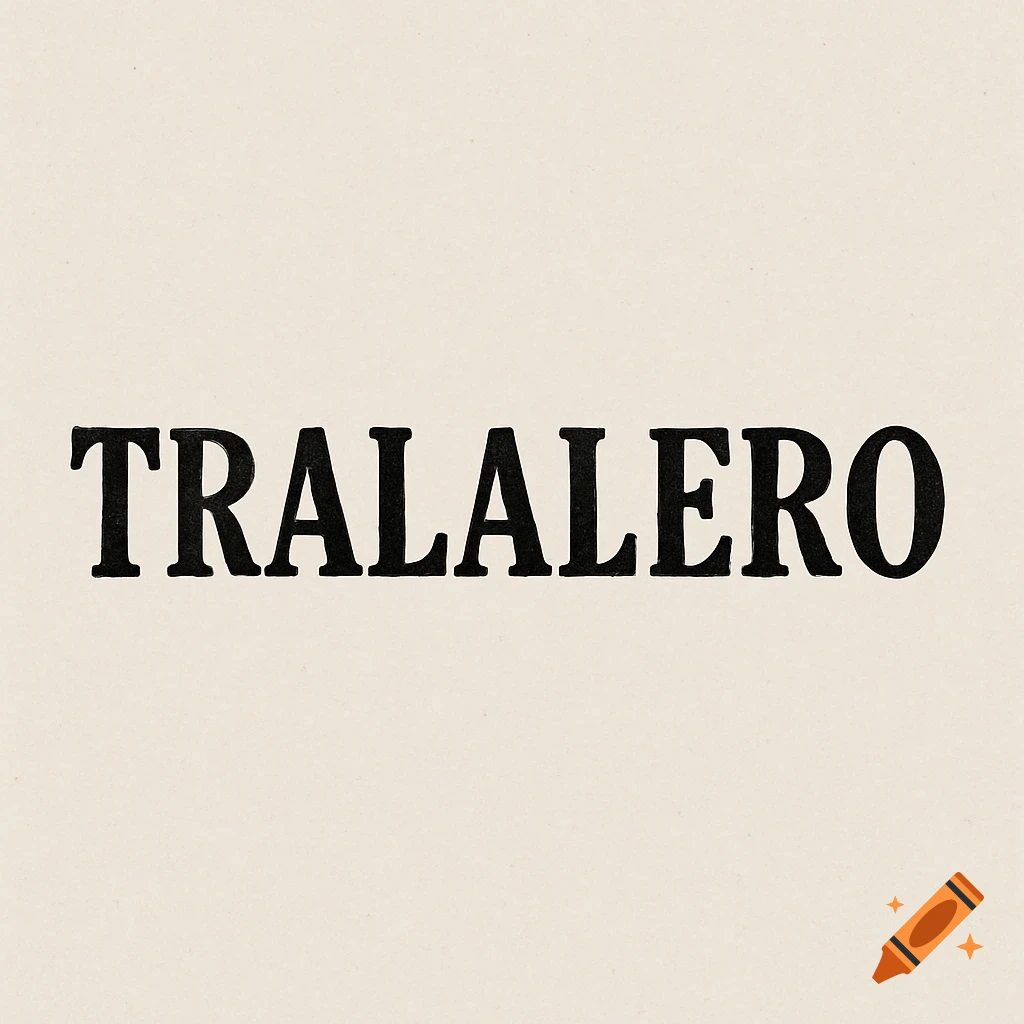 The word TRALALERO in black serif font on a light beige background.