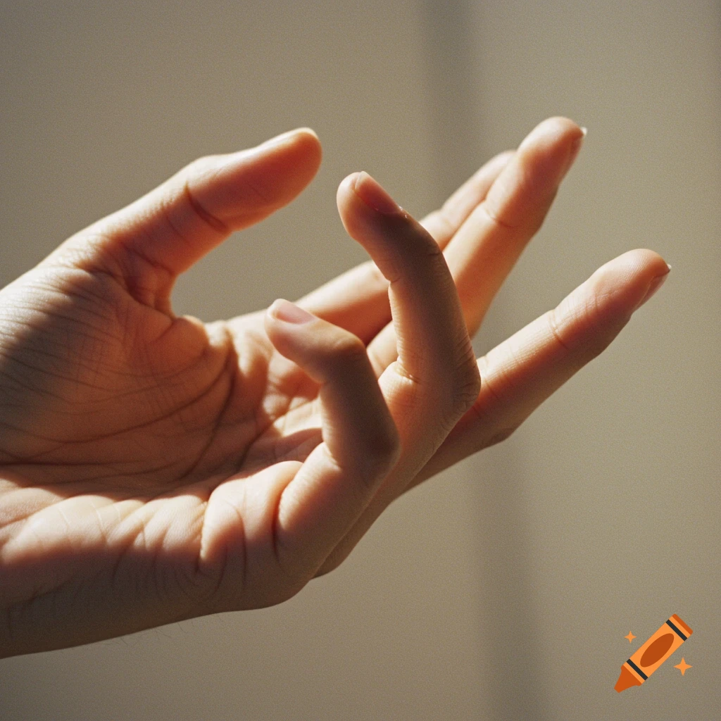 Close-up photorealistic image of a human hand in an open gesture.