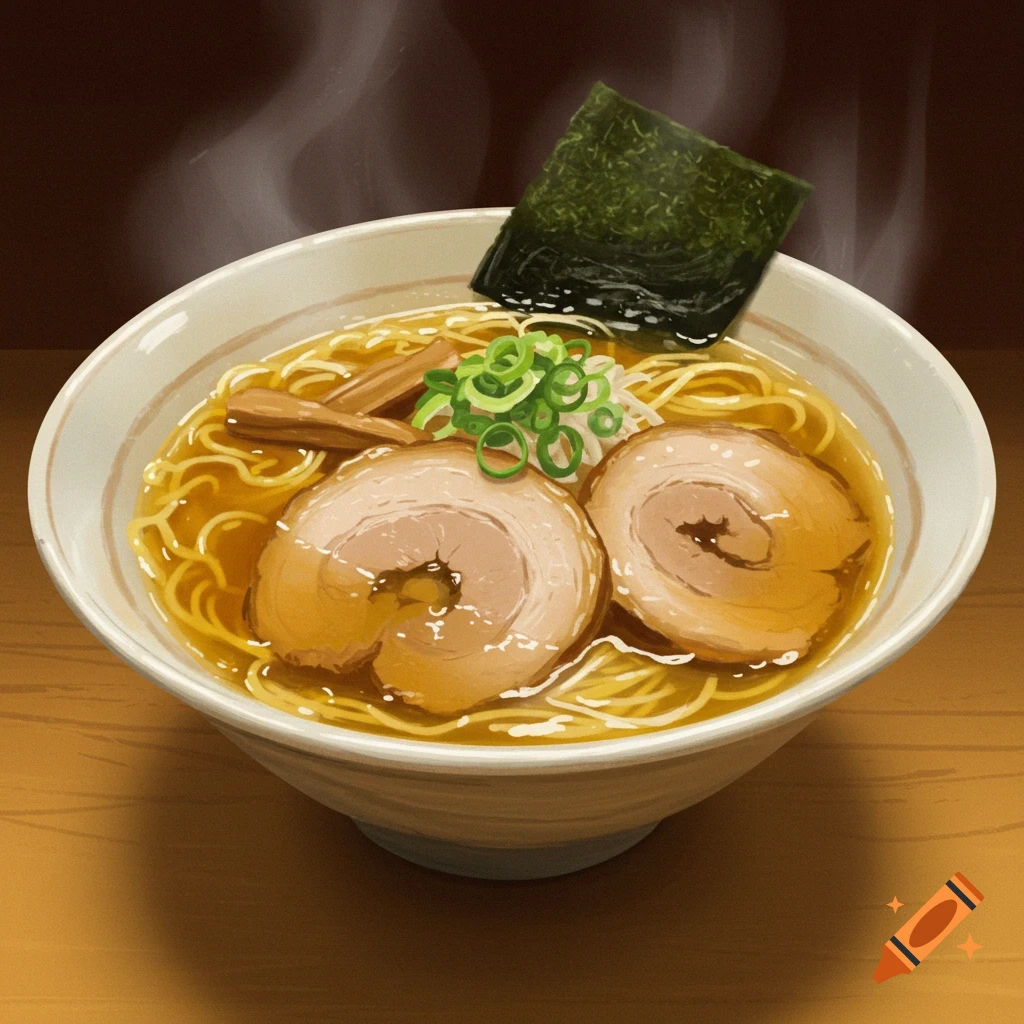 A steamy bowl of ramen with pork slices, noodles, green onions, bamboo shoots, and seaweed.