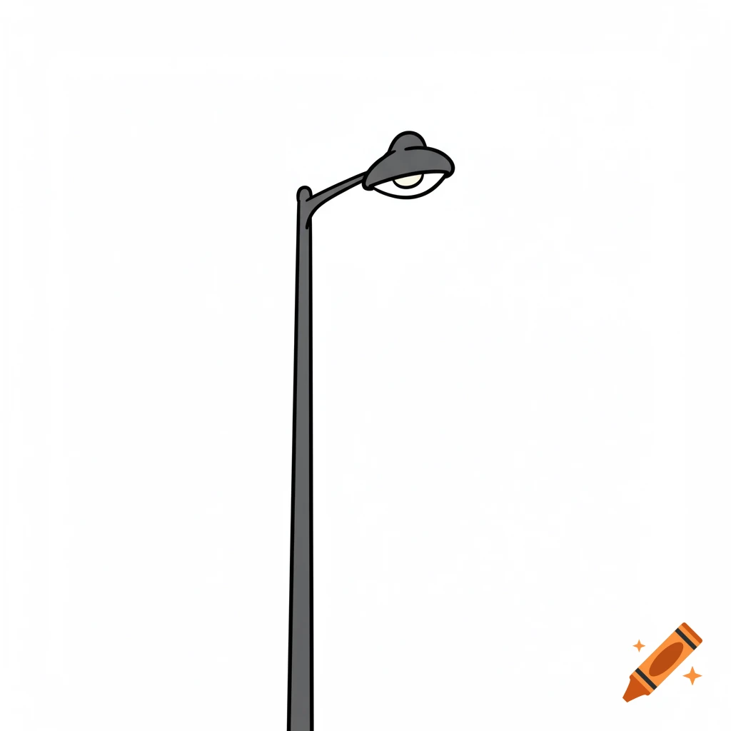 A simple cartoon drawing of a lamppost on a white background.