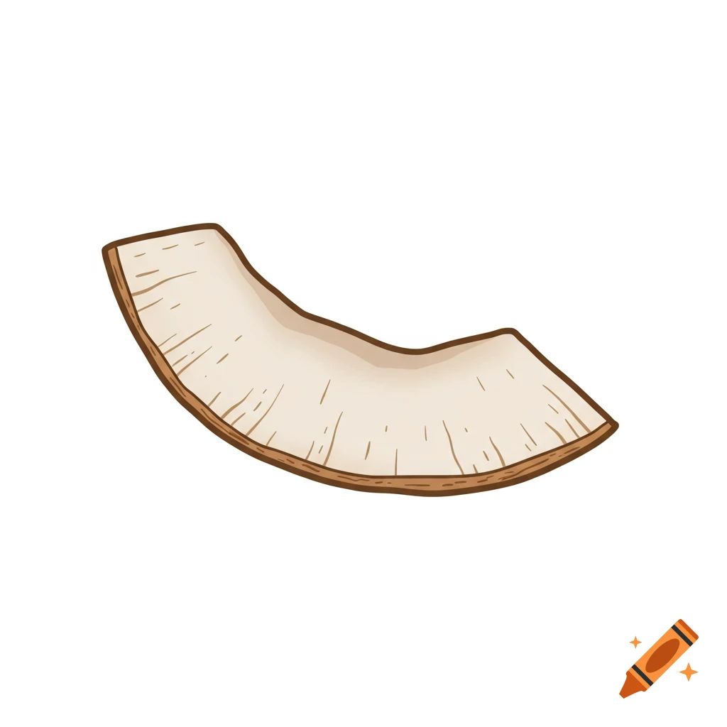 A single coconut flake illustration on a white background in clipart style.