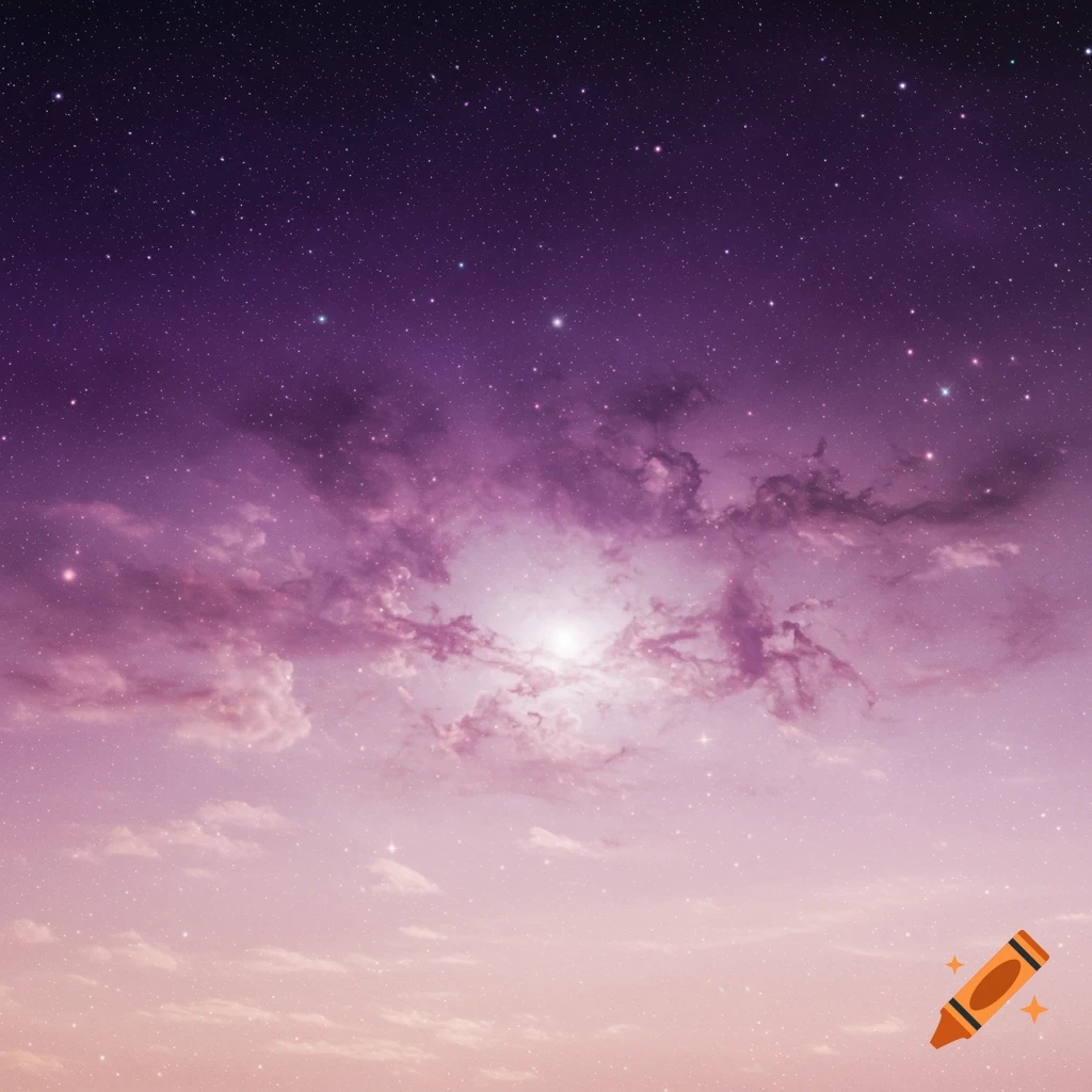 A stunning purple and pink nebula with scattered stars, creating a serene cosmic atmosphere.