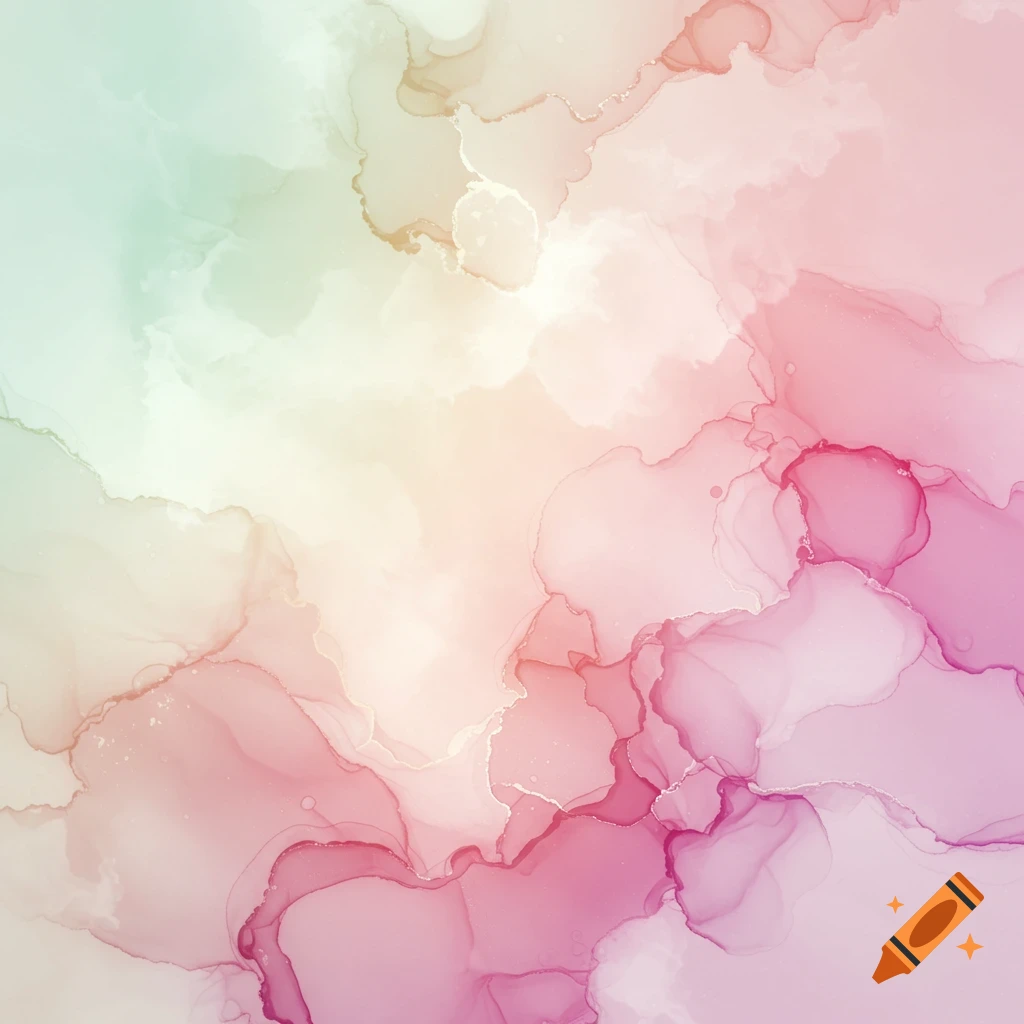 Abstract fluid art background with pastel pink, purple, yellow, and green ink blends.