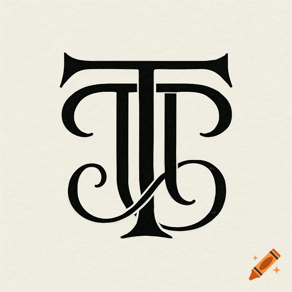 A black and white monogram showing two interwoven stylized 'T' letters on a light background.