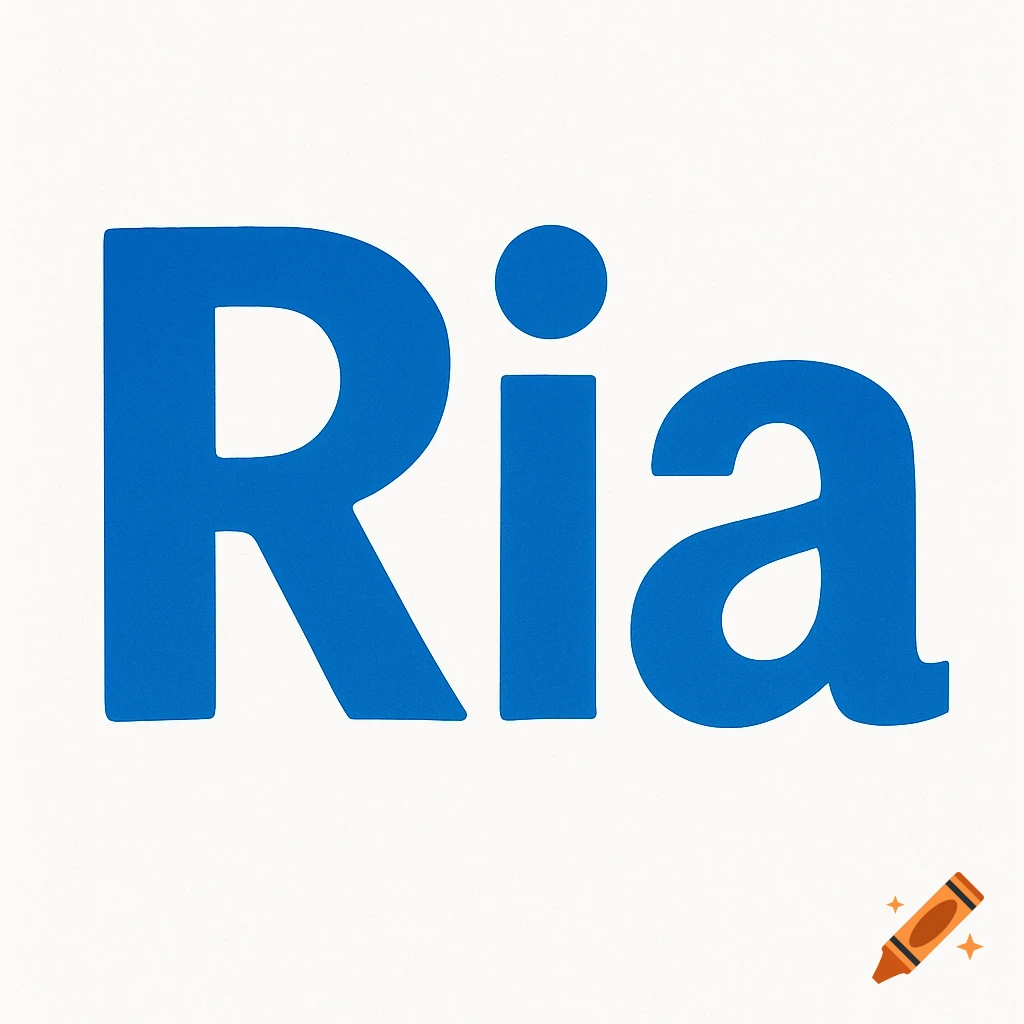 The word "Ria" in bold blue letters on a white background.