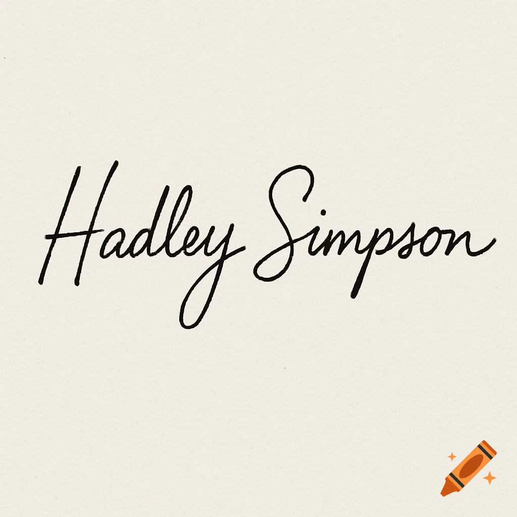 The name "Hadley Simpson" written in black cursive script on a light beige background.